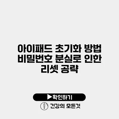 아이패드 초기화 방법 비밀번호 분실로 인한 리셋 공략