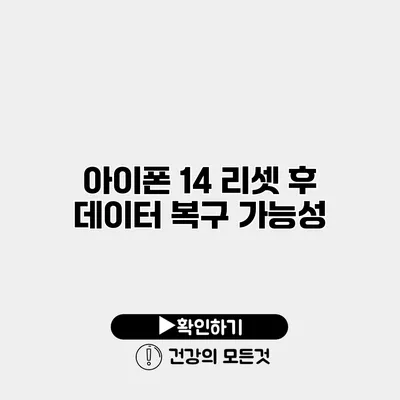 아이폰 14 리셋 후 데이터 복구 가능성