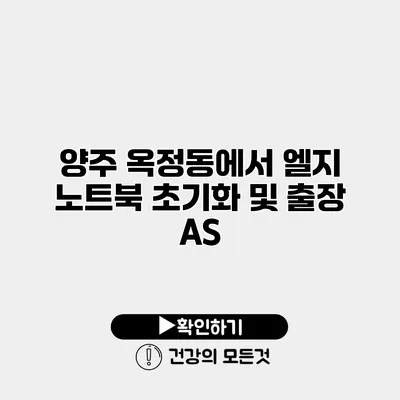 양주 옥정동에서 엘지 노트북 초기화 및 출장 AS