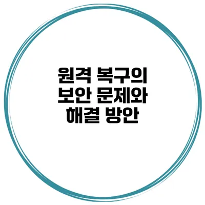 원격 복구의 보안 문제와 해결 방안