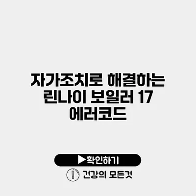 자가조치로 해결하는 린나이 보일러 17 에러코드
