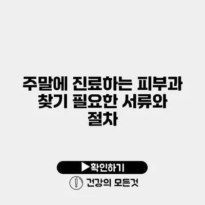 주말에 진료하는 피부과 찾기 필요한 서류와 절차