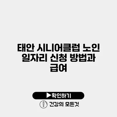 태안 시니어클럽 노인 일자리 신청 방법과 급여