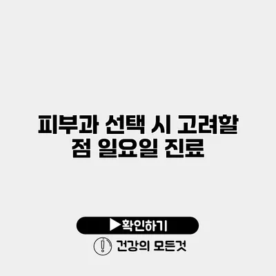 피부과 선택 시 고려할 점 일요일 진료