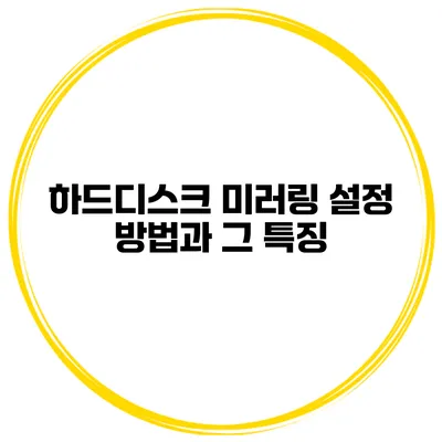 하드디스크 미러링 설정 방법과 그 특징